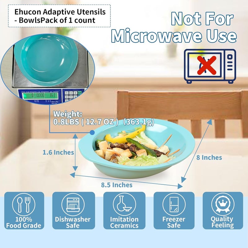 Ehucon Adaptive Melamine Bowl for Tremors,Elderly,Parkinsons to Self-Feeding,Non-slip and Weighted Dinnerware(Bowl) - Image 3